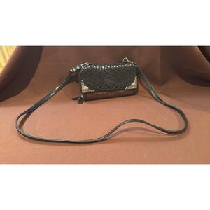 Fashion Crossbody Double Zippered Black & Brown Wallet Carry All Handbag